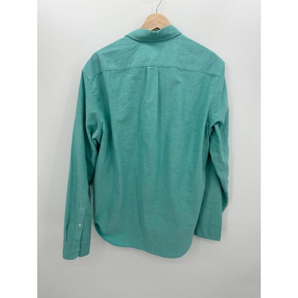J. Crew Mens Flex Blue Green Button Down Dress Shirt Size L 16-16.5 Preppy - Picture 2 of 7
